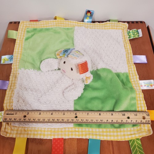 Taggies Baby Lovey Plüsch Lamm Schaf grün Minky Bänder Etiketten Satin - Bild 2 von 5