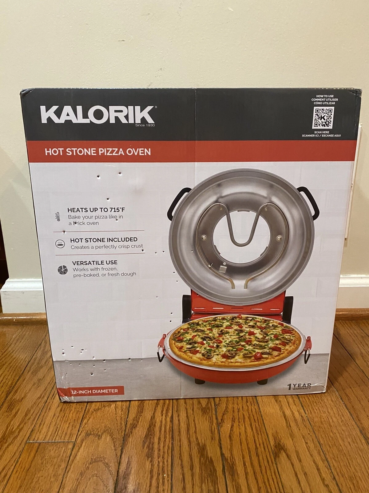 🍕Kalorik High Heat Hot Stone Pizza Oven - RED, 1200W - PZM 43618R - NEW IN BOX!