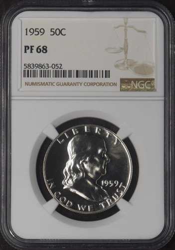 1959 Franklin Silver Half Dollar - NGC PF68 - ✪COINGIANTS✪
