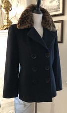 Missoni Black 100% Cashmere Double Breasted Jacket W. Mink Collar Sz 42 It, 8 Us