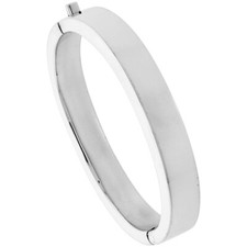925 Sterling Silver Oval Hinged Bangle Bracelet High Polished 7.25" Long