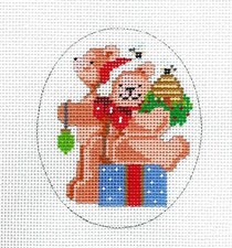 SP.ORDER Christmas Teddy Bears w/ Gift HP Needlepoint Canvas by Kooler from CBK