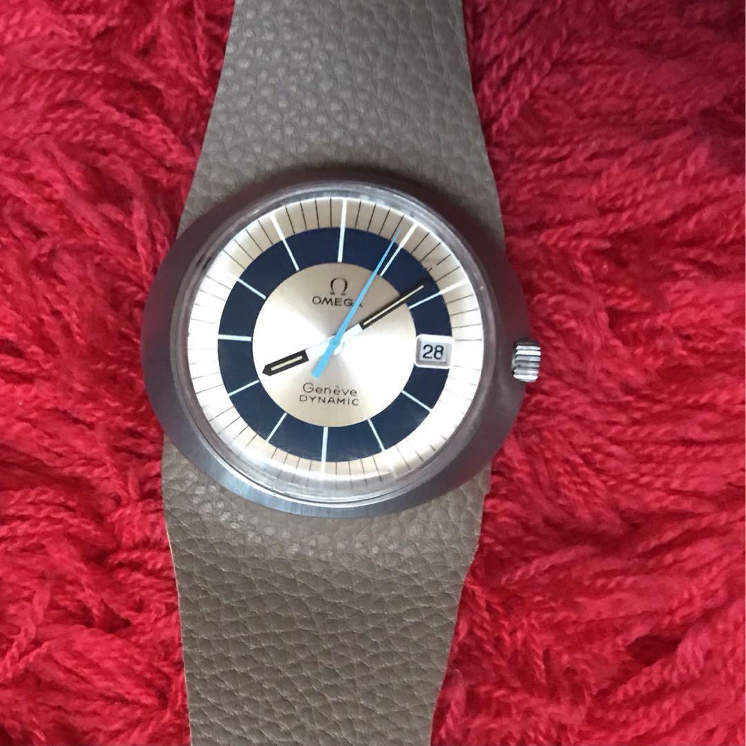 Omega Geneve Dynamic Vintage Blue Silver Round Manual Winding Mens