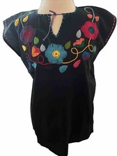 Embroidered Mexican Blouse Handmade Size M