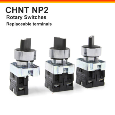 CHNT NP2 Rotary Switches Selector 2/3 Position Changeover 22mm Self Latching 10A