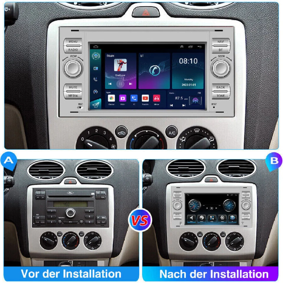 Android 15 Autoradio Carplay GPS NAVI KAM Für Ford Focus C S Max Transit Fiesta - Bild 4 von 4