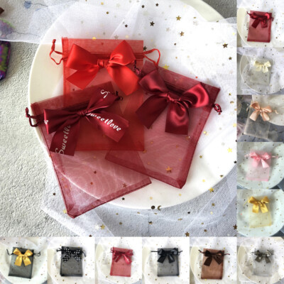 10pcs Bow Organza Bags Wedding Party Favour Gift Candy