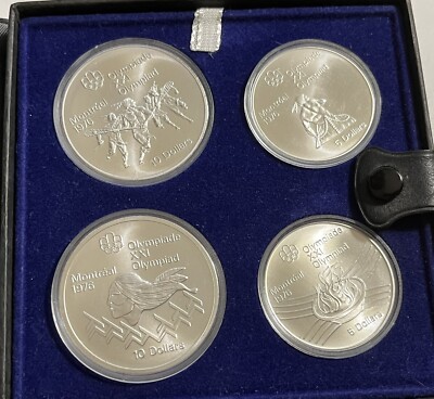1976 Canada $5 & $10 Silver Montreal Olympic Games 4 Coin Silver