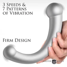 10X Vibra-Crescent Vibrating Silicone Dual-Ended Dildo - Silver --FREE SHIPPING!