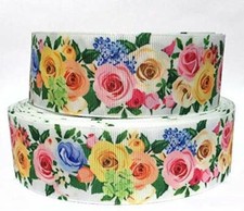 GROSGRAIN RIBBON 5/8", 7/8", 1.5", 3" Flowers Roses Mother's Day Printed