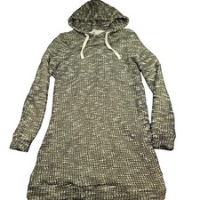 Fabletics Womens S Yukon Sweater Dress Hooded Tweed Shift Black Ivory Lined
