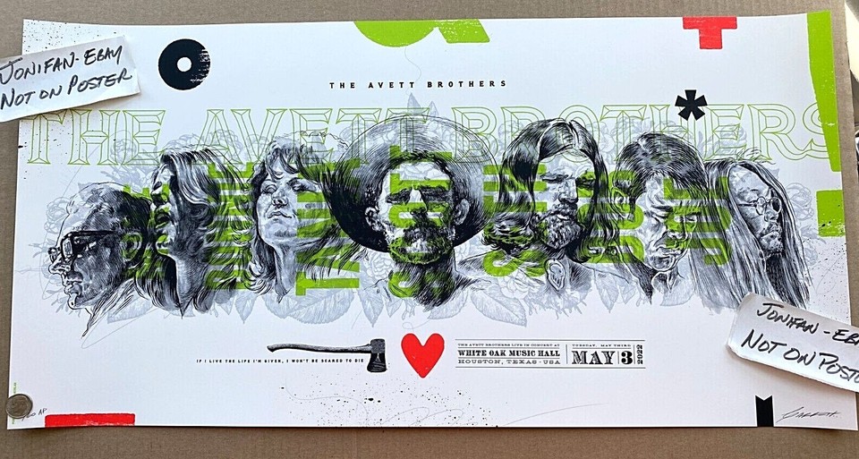 The Avett Brothers Houston TX 2022 Screen Print AP Poster SIGNED S/N