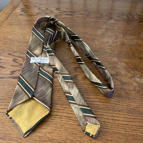 Vtg 70's 80's Maas Brothers Tie Mens Classic Brown Stripe Designer Polyester - Picture 6 of 8