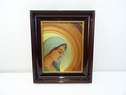 TABLEAU VIERGE MARIE PEINTURE FIXE SOUS VERRE P ALIX VIRGIN PAINTING VERGINE - Picture 8 of 8