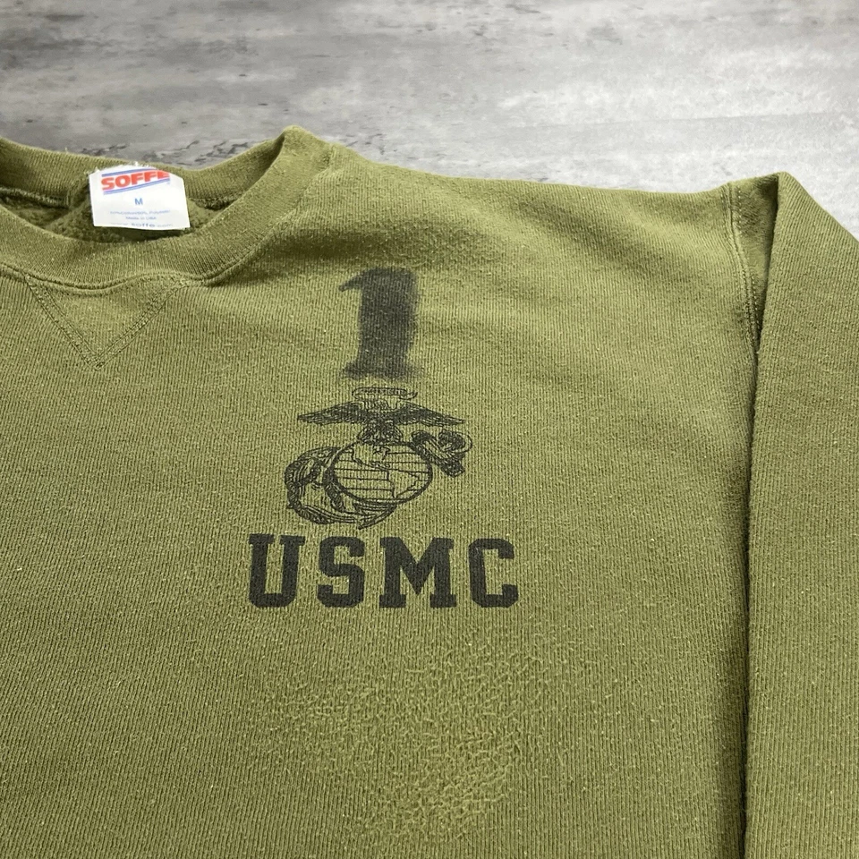 Sudadera Militar USMC De Colección Adulto Mediana Verde Plantilla Ejército EE. UU. Mezcla 50/50 Foto 4 de 4