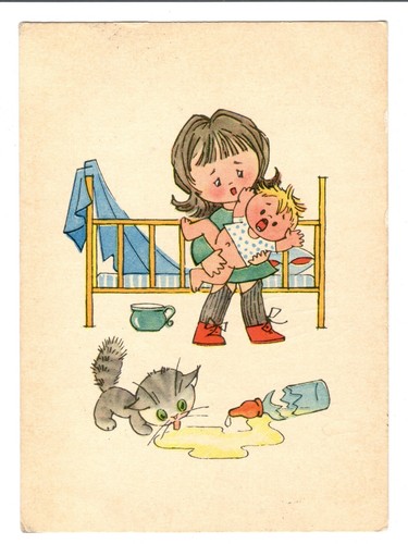 8 postales antiguas ilustradas de Mintis Leidykla Lituania escritas a mano en yiddish - Imagen 7 de 17