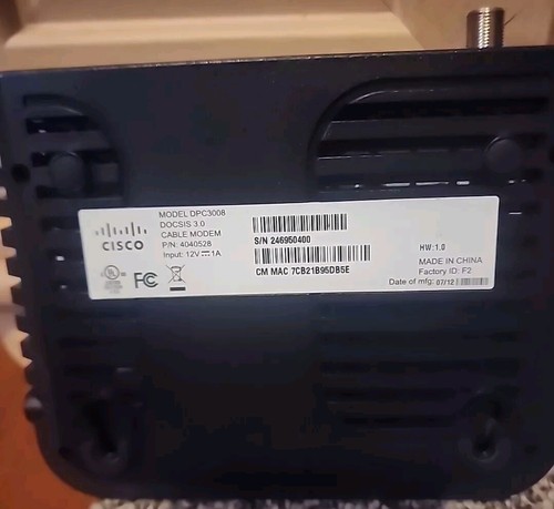 Cisco DPC3008 Docsis 3.0 Cable Modem G1 w/ Adapter - Picture 3 of 5