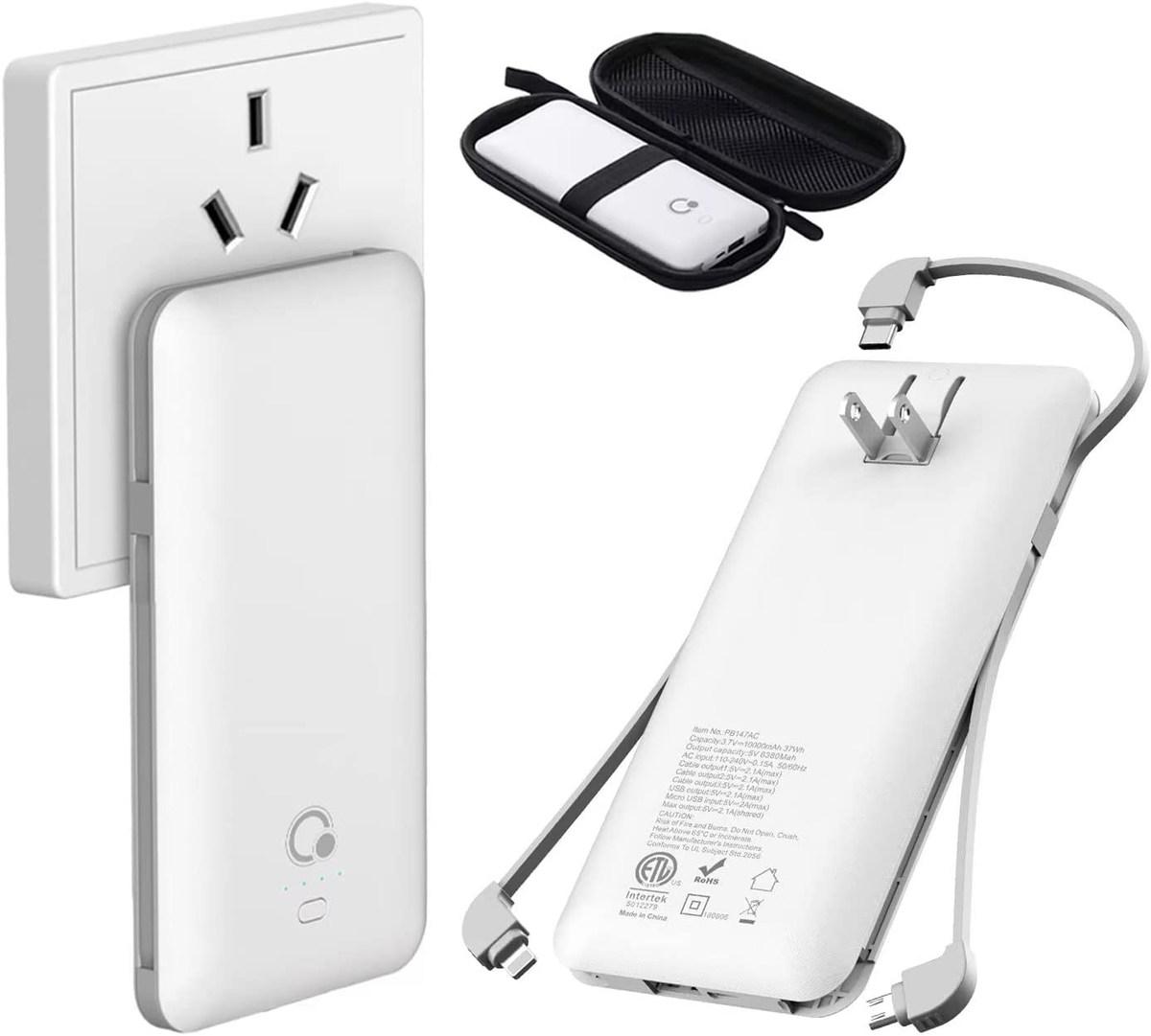 10000Mah Q Portable Charger, Ultra Slim USB C Power Bank, 4 Output Dual  Input Ex