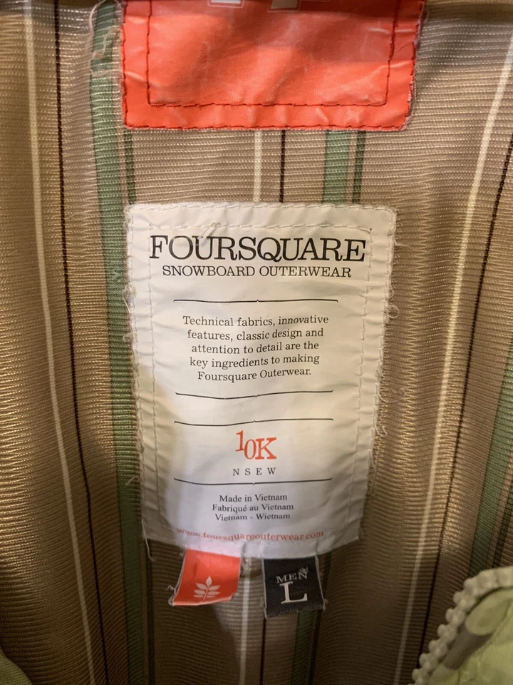 Foursquare Mens Sz L Snowboard 10K Outerwear Hooded Jacket Green Gray - Image 2 of 4