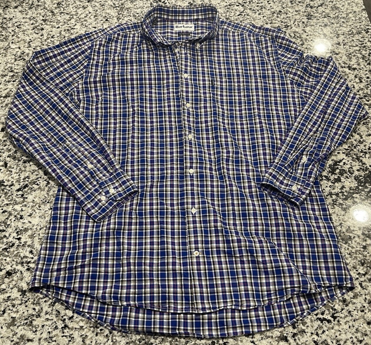 Barbour Stapleton Highland Check Tailored Fit Long Sleeve Button Up Sz XL  Plaid