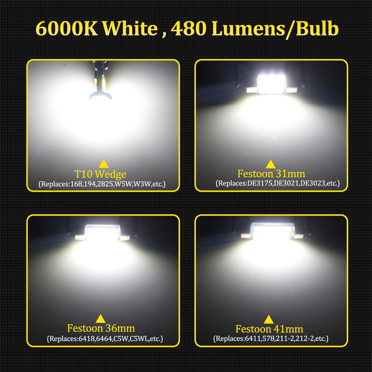 16x White LED Lights Interior LED Package For 2009-2013