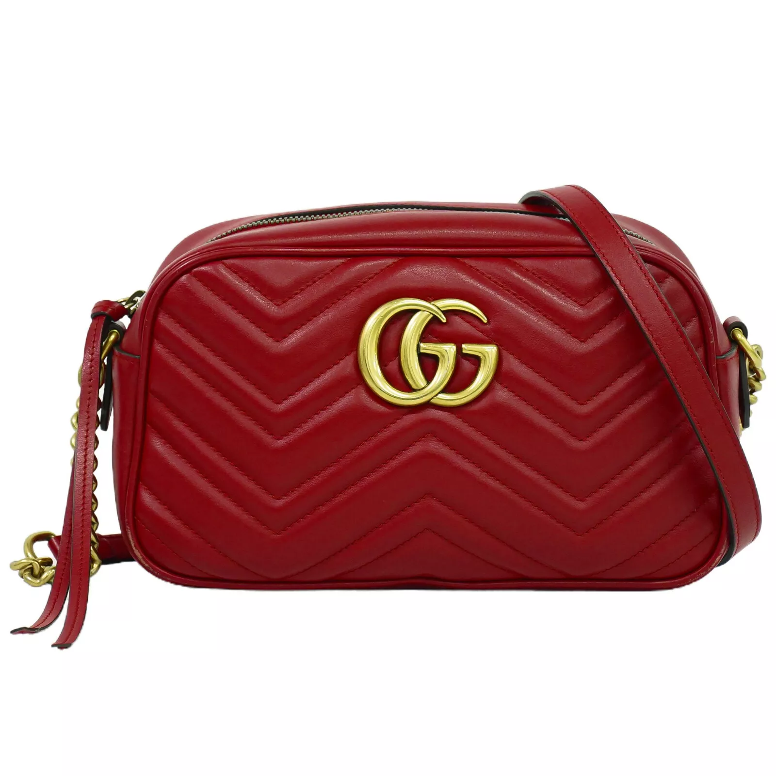 Sac bandoulière bandoulière GUCCI GG Marmont 447632 cuir rouge or