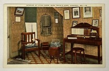 MO Postcard Mark Twain Home Living Room Interior View - Hannibal vtg Linen E11