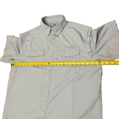 Realtree Mens Fishing Shirt L Gray Vented Button Up Short Sleeve Outdoor Pockets - Picture 6 of 10