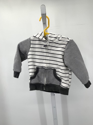GREY STRIPES HOODED ZIP KNIT