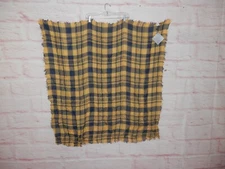 NEW Tickled Pink 42 x 42” Blue Gold Plaid Print Scarf Semi-Sheer Light Wrap 3826
