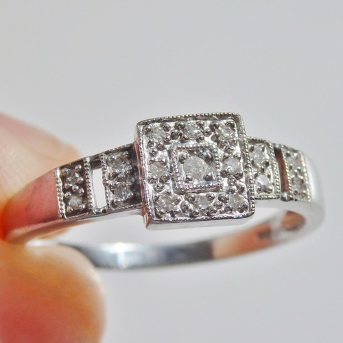Stunning Vintage 9ct White Gold Diamond (0.20ct) Square Cluster Ring eBay