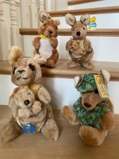 Lot of 4 Vintage Dakin Kangaroo plush w/Baby Joey 1978 1982 85 87 Original Tags