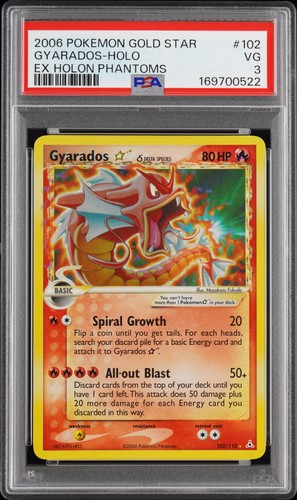 2006 POKEMON EX HOLON PHANTOMS GOLD STAR #102 GYARADOS-HOLO PSA 3