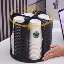 YTROG Coffee Cup Dispenser, Disposable Paper and Lid Holder 360&deg; black