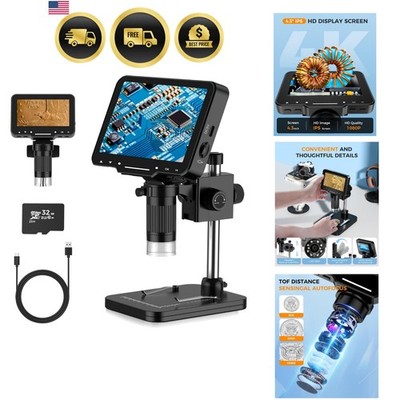LCD Digital Microscope,4.3 Inch 1080P 10 Megapixels,10MP Camera Video Recorde...