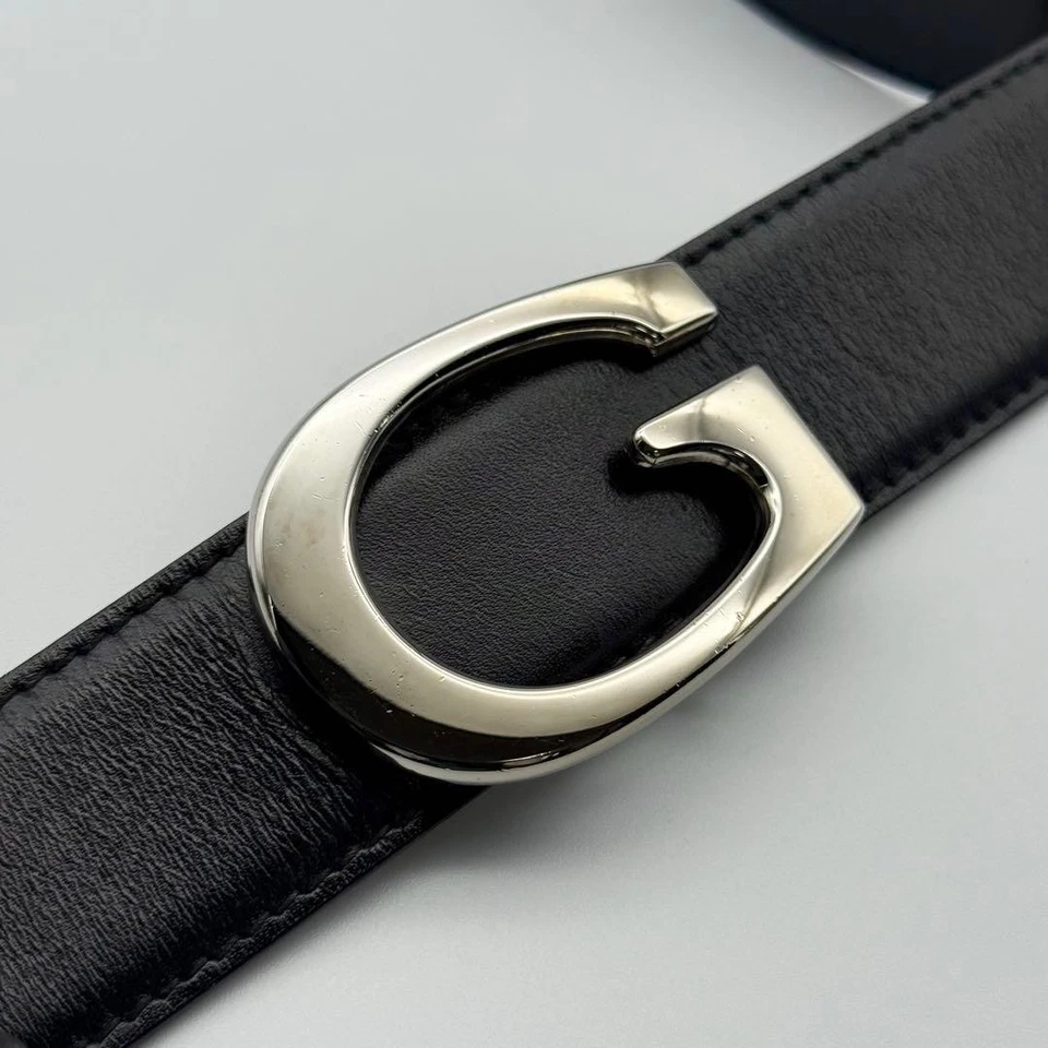 Cinturón Gucci Hebilla G Cuero Metal Plateado Foto 2 de 4