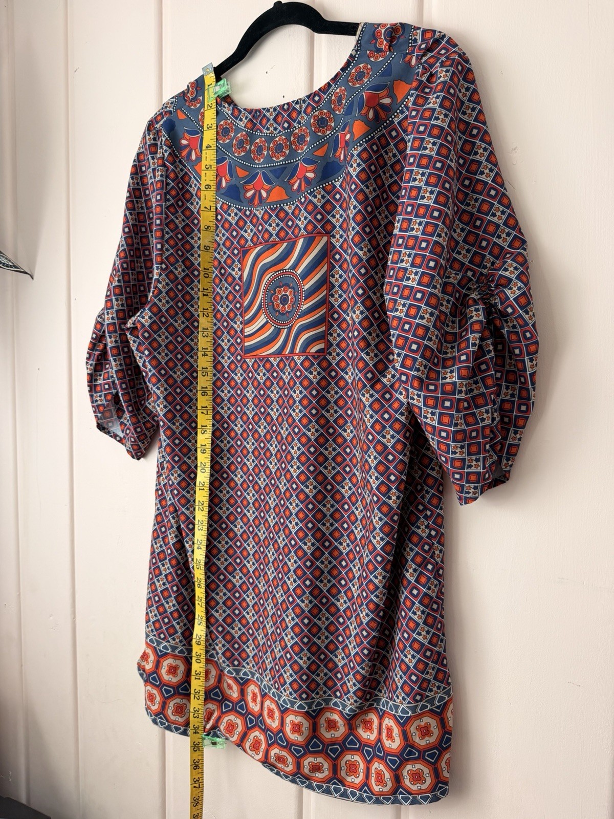 Urban Coco Women's Tunic Dress Red Blue SzMedium 3/4 Sleeve image 4