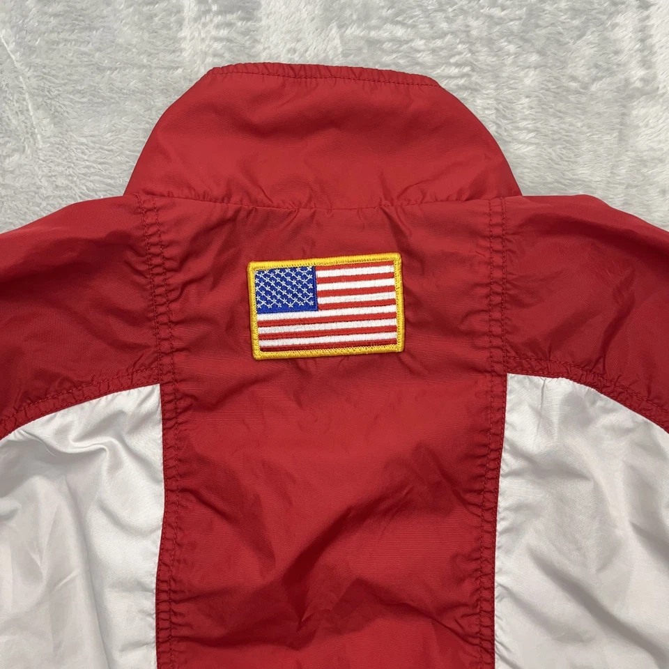 Nike Vintage Rare Windrunner Windbreaker Jacket Size Large Red White Nylon Glanz - Image 2 of 4