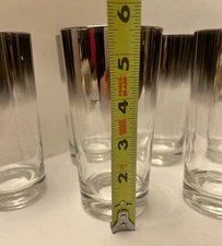 Vtg Silver Fade 12oz Glass Tumblers Dorothy Thorpe Mercury Ombré Style Set of 8