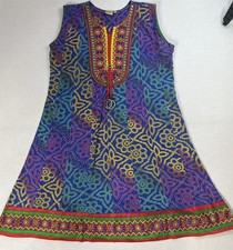 Neerus Indian Anarkali Long Dress Gown XL Multicolored Lace Embroidery