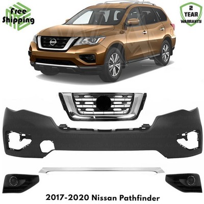Front Bumper Cover Paintable & Grille Assembly For 2017-2020 Nissan Pathfinder