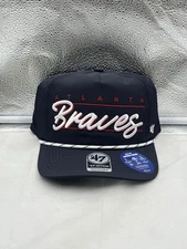 Atlanta Braves MLB '47 Brand Navy Blue Script Hitch Rope Adjustable Snapback Hat