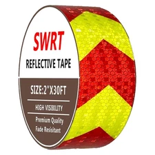 2"x30FT Red & Yellow Waterproof Reflective Tape – Heavy Duty Safety Warning