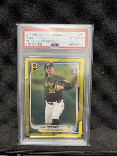2024 Bowman Chrome Paul Skenes RC Yellow Refractor  PSA 10 “POP 12”