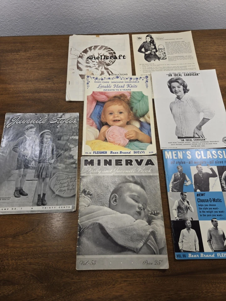 Lotto/20 libri di maglieria vintage Minerva Woolies/bambini Bernat Lacey 1939-1985 - Immagine 3 di 4