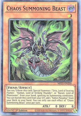 Yugioh: Chaos Summoning Beast - MP21-EN250 - Super Rare - 1st Edition - NM