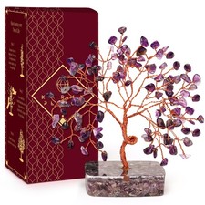 KARMAPLEDGE Amethyst Crystal Tree of Life Birthday Gift for Women, Handmade Chak