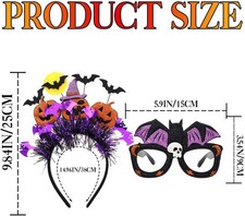 Light Up Pumpkin Headband and Bat Glasses Set Halloween Headband Costume