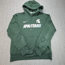 Nike Michigan State Spartans Hoodie Mens M Green Therma Fit Pullover Sweatshirt