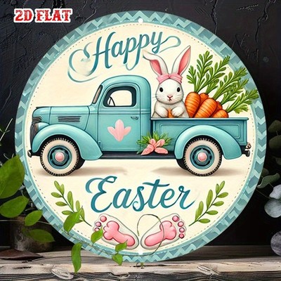 2D Spring Festival Metal Sign Easter Sign Rustic Home Garage Cafe Wall Art Decor